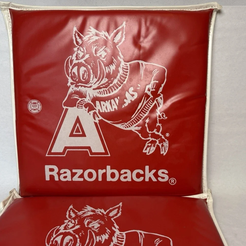 Vintage Arkansas Razorbacks Hogs Stadium Padded Seat 2 Cushions 14.5